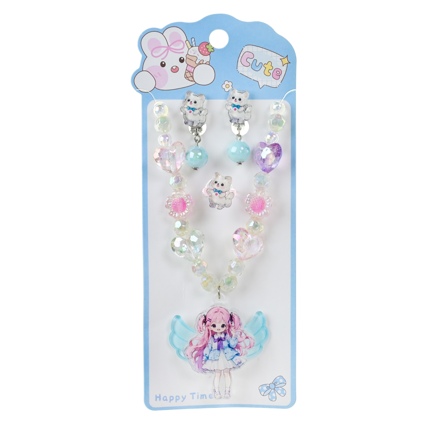 Аксесуари для дівчат арт. CN240708 (75шт) батар. мікс 5 видів, намисто+браслет+сережки, планш. 9*21см