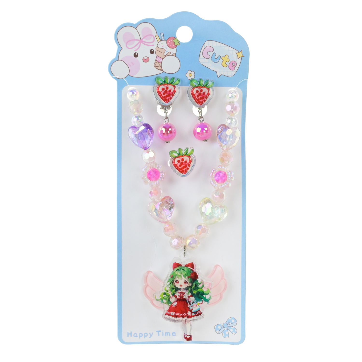 Аксесуари для дівчат арт. CN240708 (75шт) батар. мікс 5 видів, намисто+браслет+сережки, планш. 9*21см