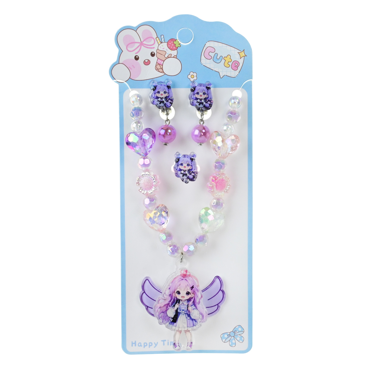 Аксесуари для дівчат арт. CN240708 (75шт) батар. мікс 5 видів, намисто+браслет+сережки, планш. 9*21см