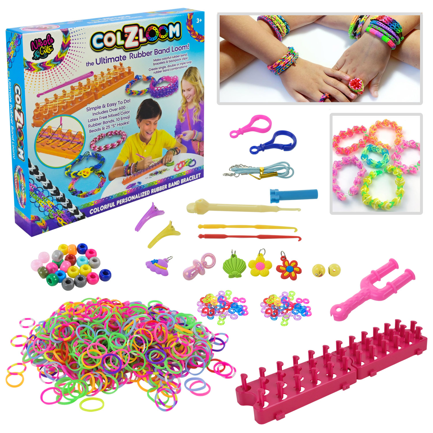 Резиночки для плетіння арт. 16301 (96шт/2) для створення браслетів, брилків, прикрас і подарунків, коробка 30*4,5*27,5 см