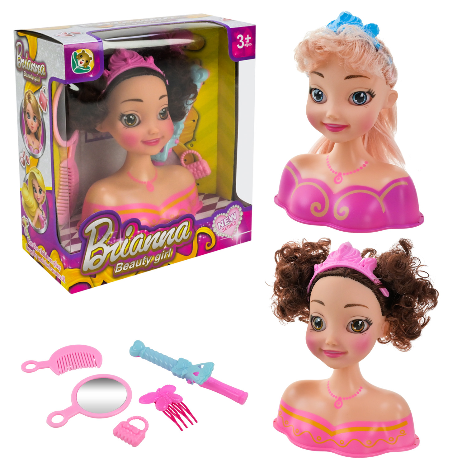 Голова для зачісок арт. L-81-1 (72шт/2)   мікс 2 види, аксесуари для волосся, у короб. 18*9,3*20 см