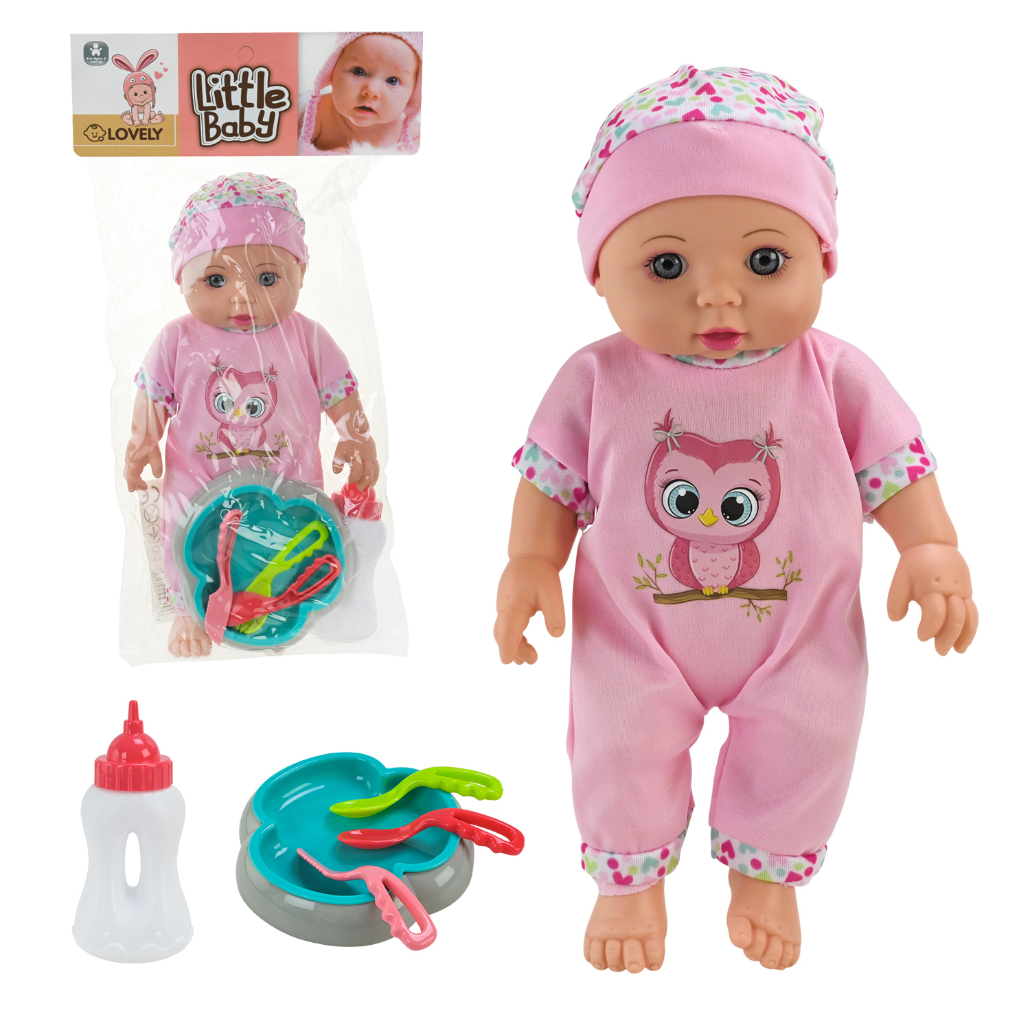 Пупс арт. Y347-1412 (120шт) музичний, 4 мелодії, тарілочка, прибори, пляшечка 20*8,5*40 см