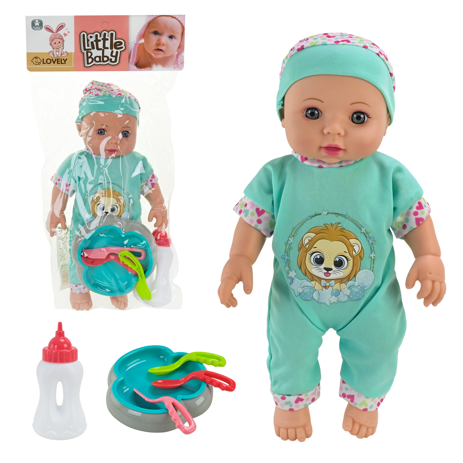 Пупс арт. Y347-1413 (120шт) музичний, 4 мелодії, тарілочка, прибори, пляшечка 20*8,5*40 см