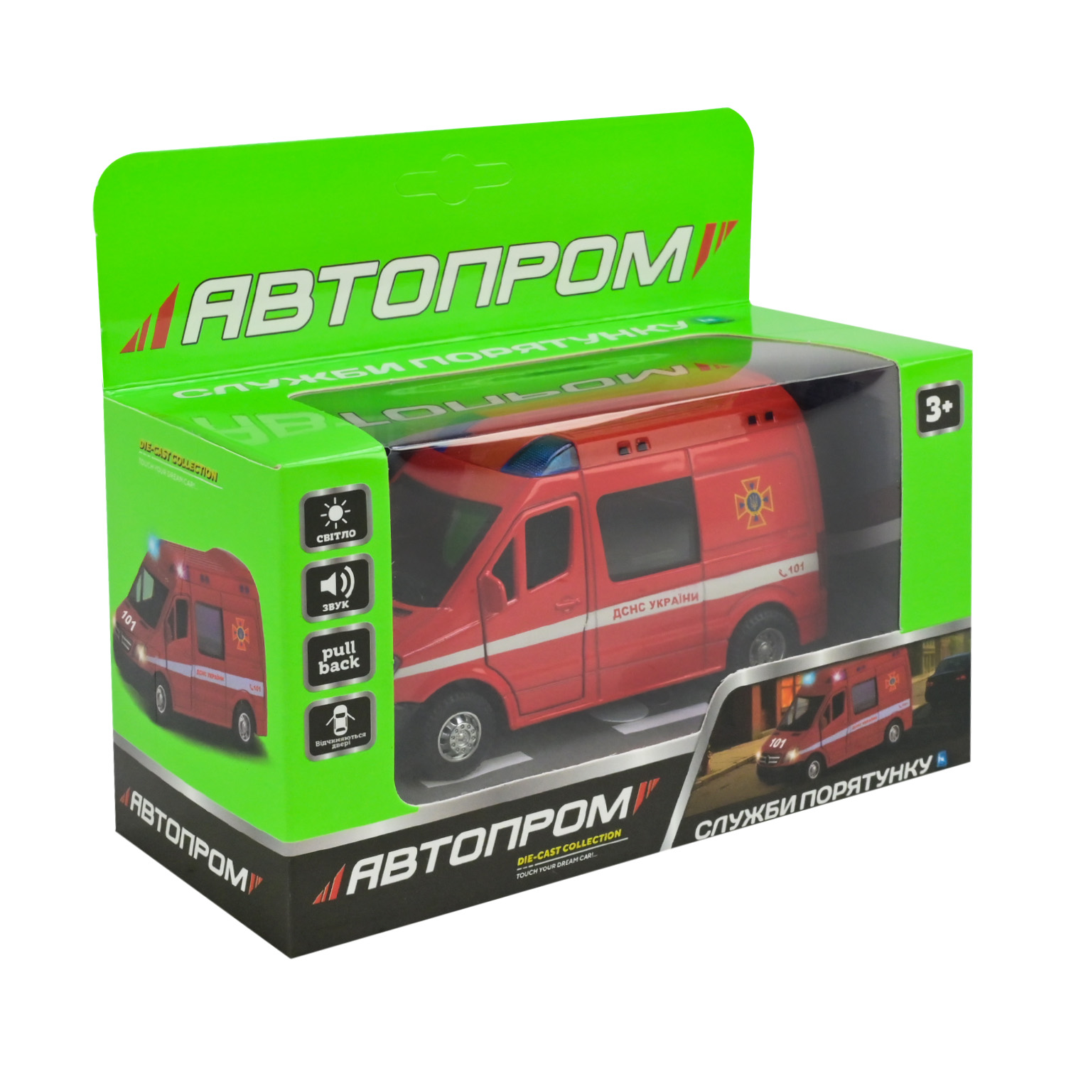 Машина мет. АВТОПРОМ арт. AP7545 (108шт/2) "Пожежна охорона" батар.,світло,звук,у короб.17*14*6,5см