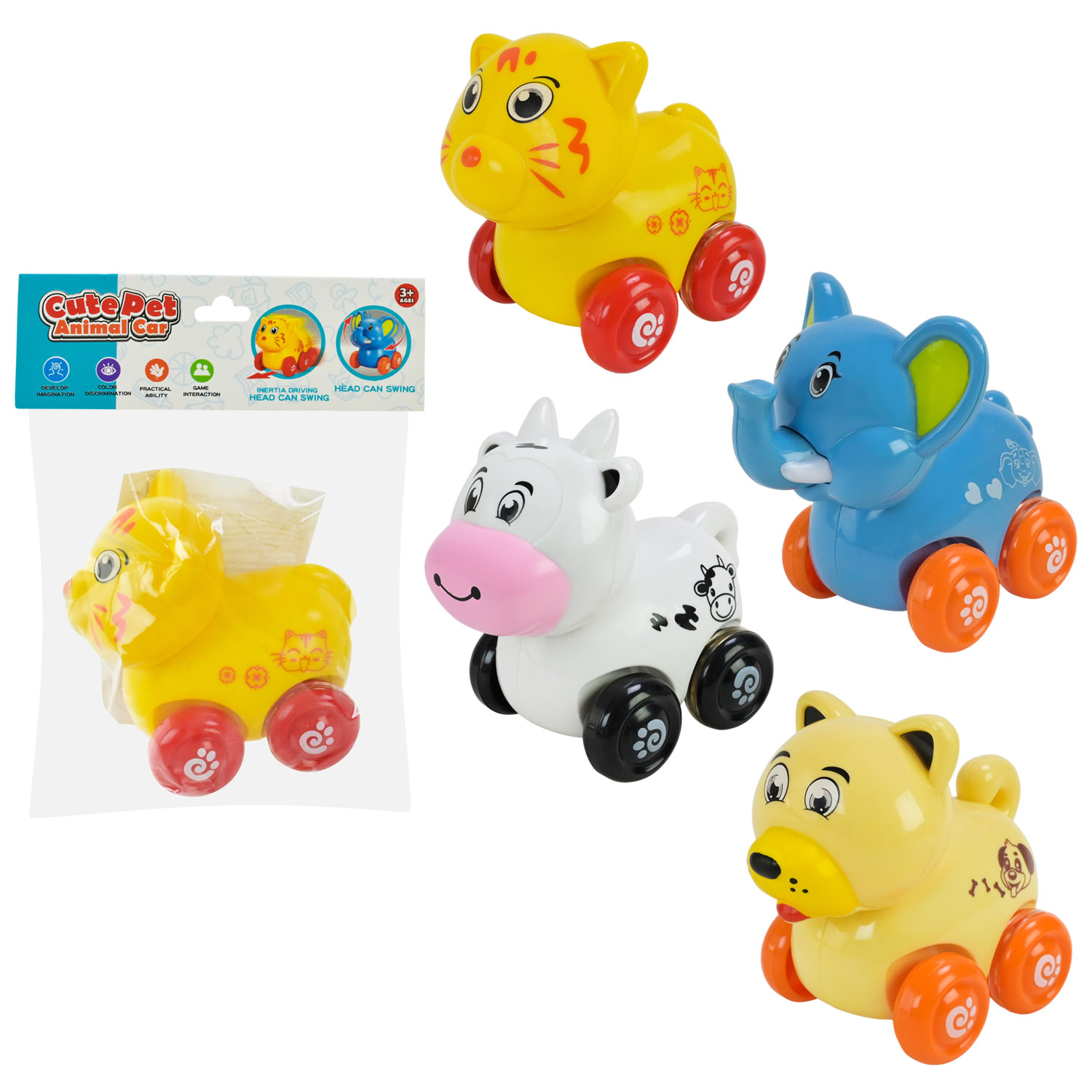 Тварина на коліщатках арт. T666-1/2/6/8 (288шт/2) 4 види мікс, пакет 16*15*7 см