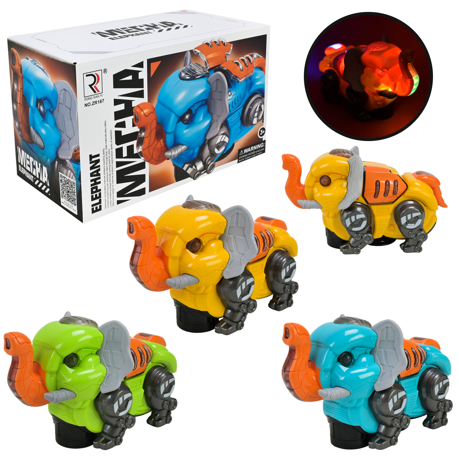 Машинка-тваринка арт. ZR187 (72шт/2) 3 кольори батар. світо, звук, обертається, у короб. 21,3*11,7*13 см