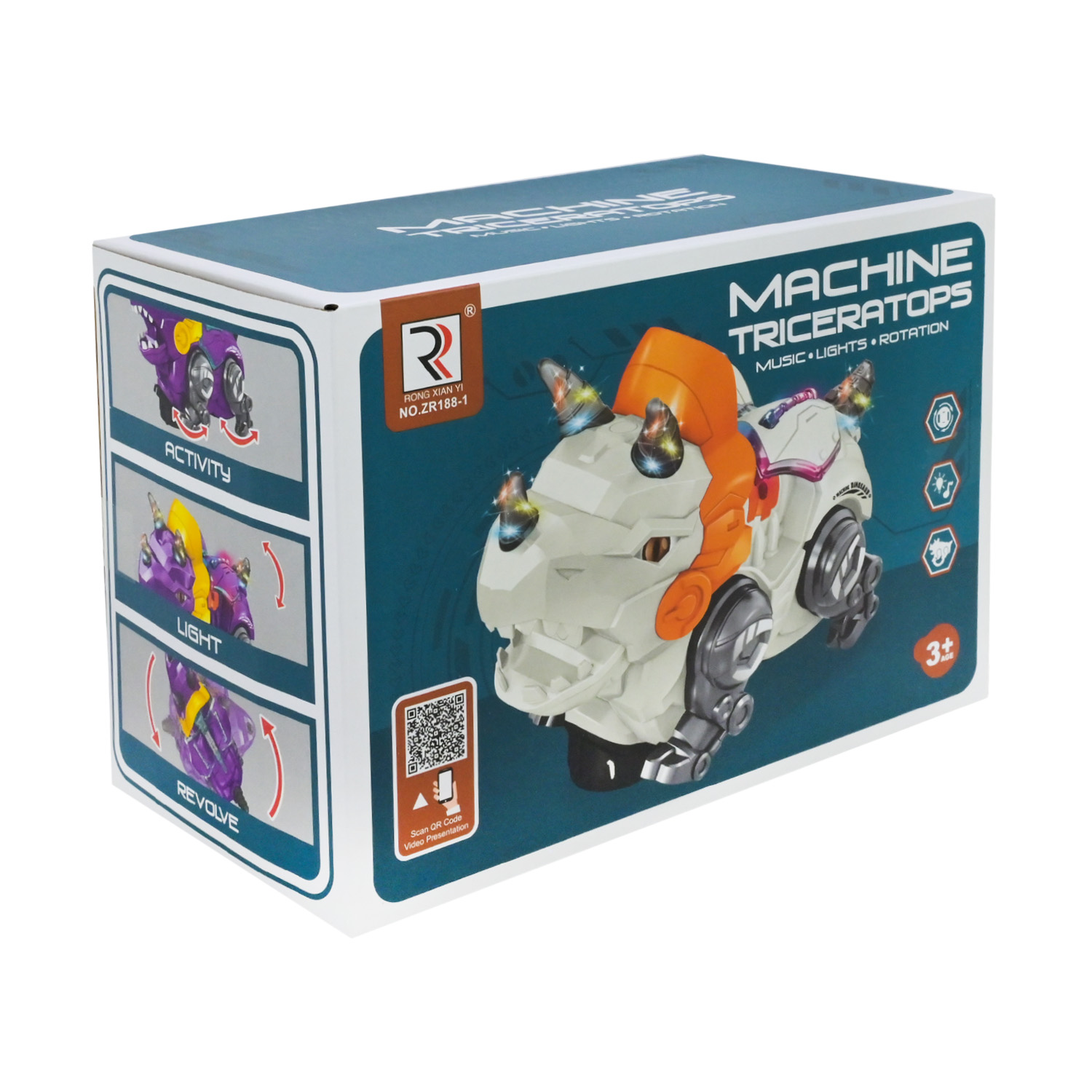 Машинка-тваринка арт. ZR188-1 (72шт/2) 3 кольори батар. світо, звук, обертається, у короб. 21*10,8*14,5 см