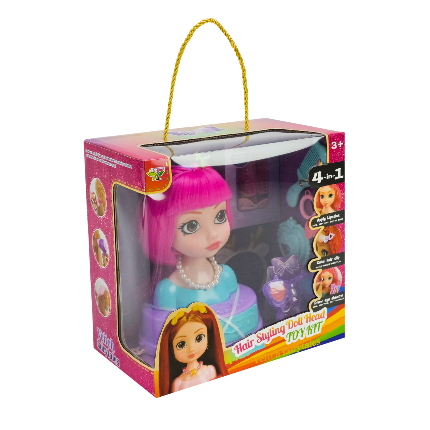 Голова для зачісок арт. SR010 (18шт/2) 2 види аксесуари для волосся, тіні, помада, люстерце, короб. 28*28*16,5 см