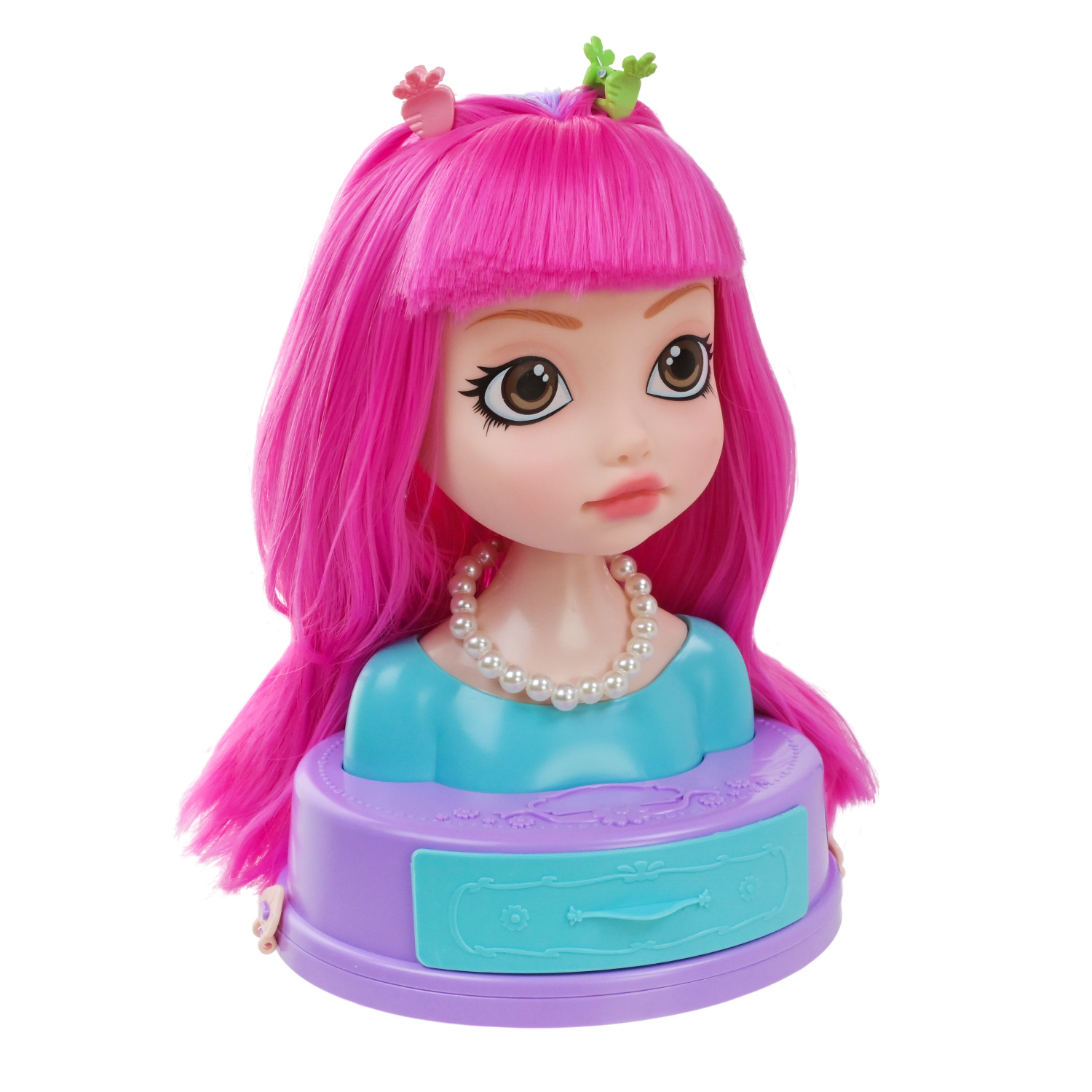 Голова для зачісок арт. SR010 (18шт/2) 2 види аксесуари для волосся, тіні, помада, люстерце, короб. 28*28*16,5 см