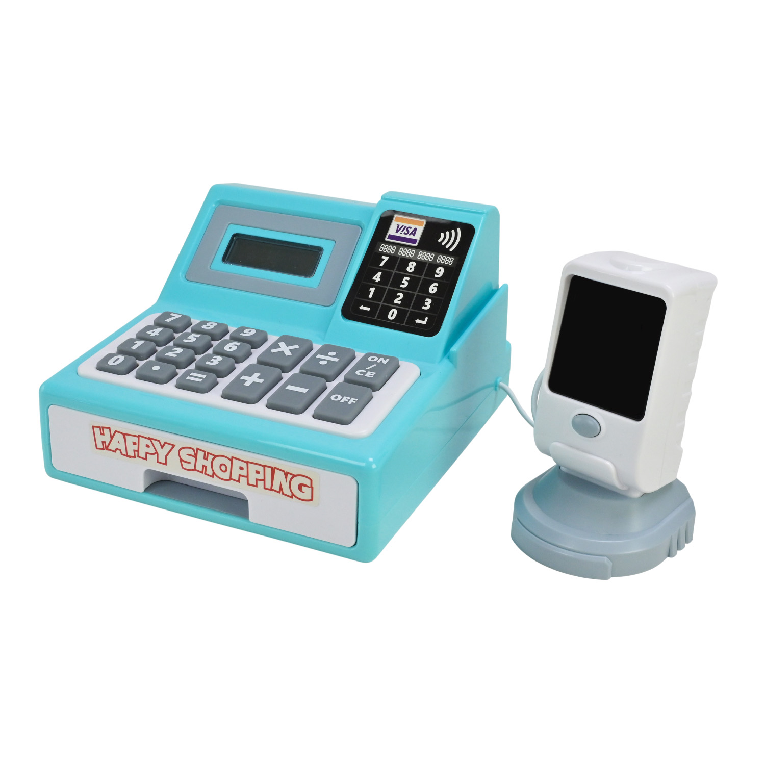 Каса арт. 3285B (24шт) батар, світло, звук, сканер, кошик з продуктами, гроші, банківська картка, короб. 29,7*18,6*20,5 см