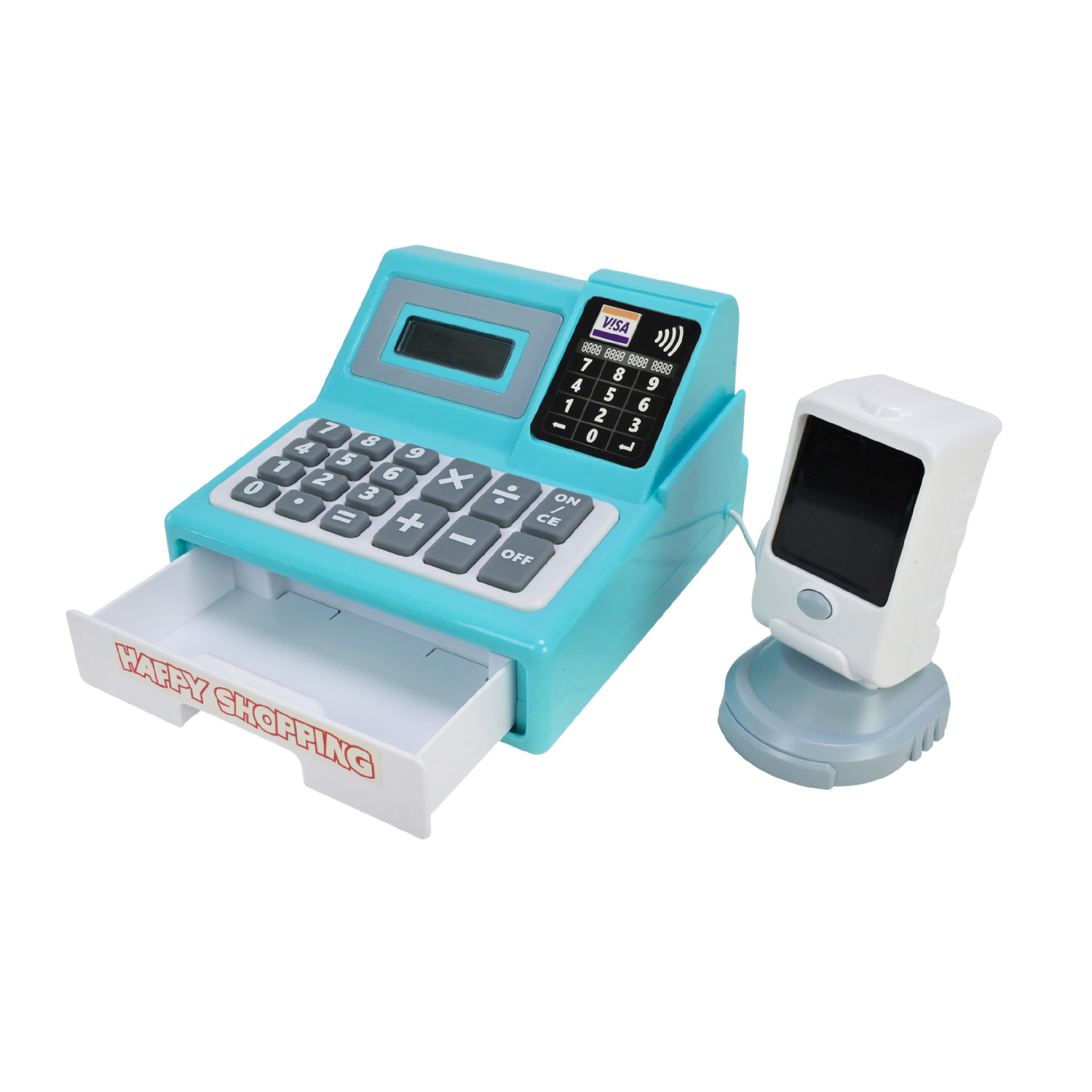 Каса арт. 3285B (24шт) батар, світло, звук, сканер, кошик з продуктами, гроші, банківська картка, короб. 29,7*18,6*20,5 см