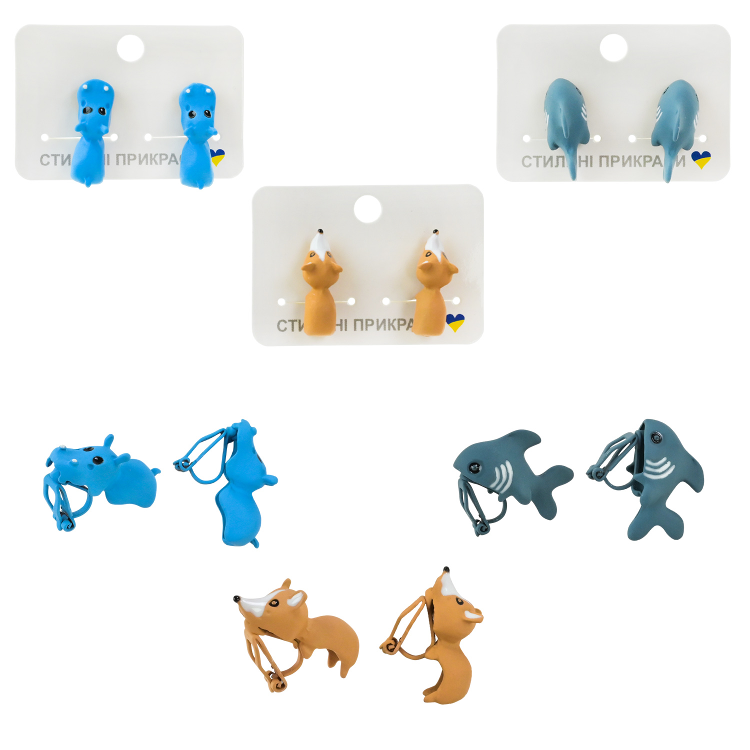 Аксесуари для дівчат арт. B4359 (120шт) мікс 3 види, тваринки, кліпси,  пакет 5*3,5см