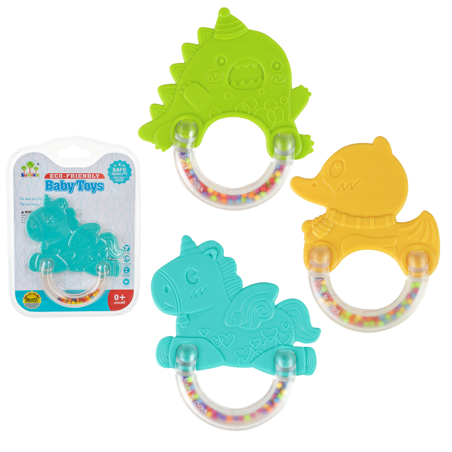 Брязкальце-прорізувач арт.SL84801-53/54/55 (192шт/2) 3 види мікс, планшет 16*15*1,5см