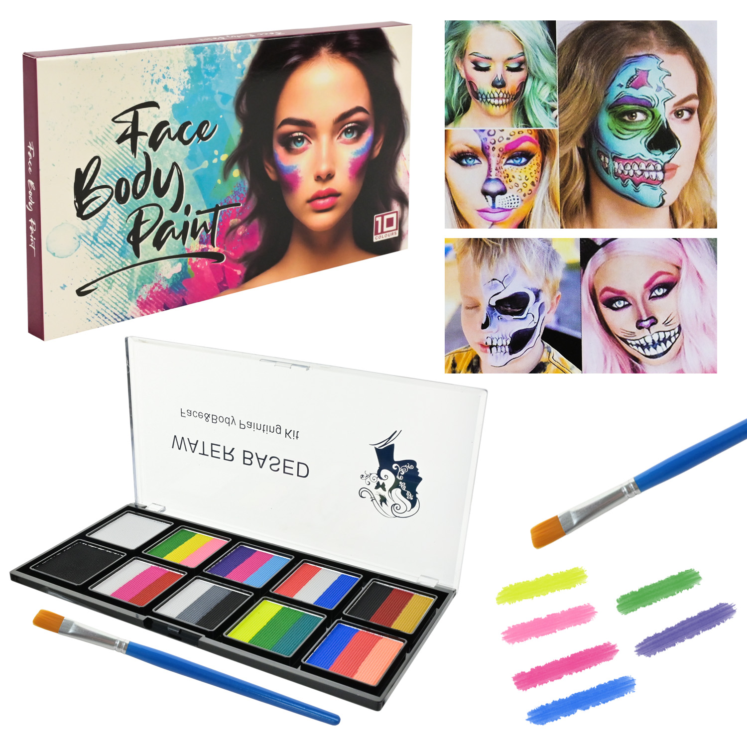 Аквагрим арт. Cel-2503 (72шт) палетка, яскраві кольори короб.19*1*11см