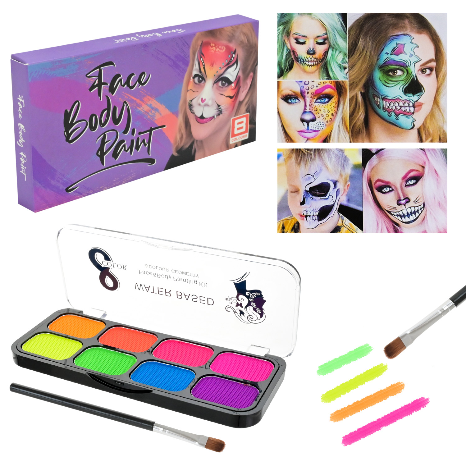 Аквагрим арт. Cel-2504 (144шт) палетка, яскраві кольори короб.14,5*1,5*7см