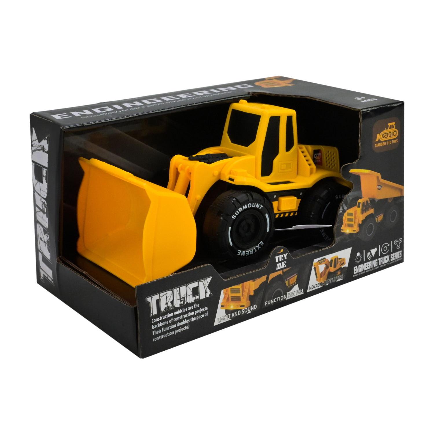 Машина арт. 210-123C (96шт/2) будтехніка,батар.,свiтло,звук,у короб.19,5*11,5*10см