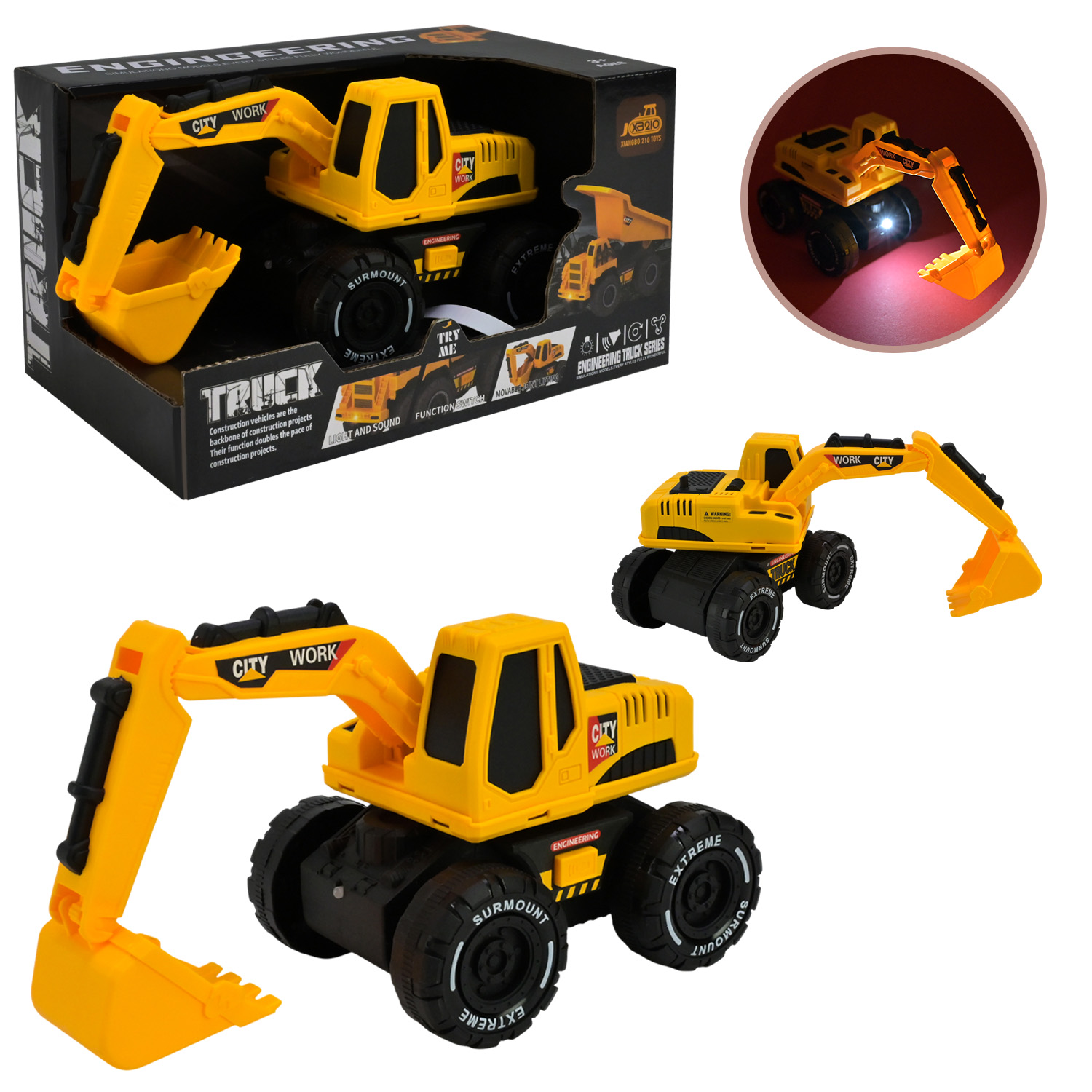 Машина арт. 210-122C (96шт/2) будтехніка,батар.,свiтло,звук,у короб.19,5*11,5*10см