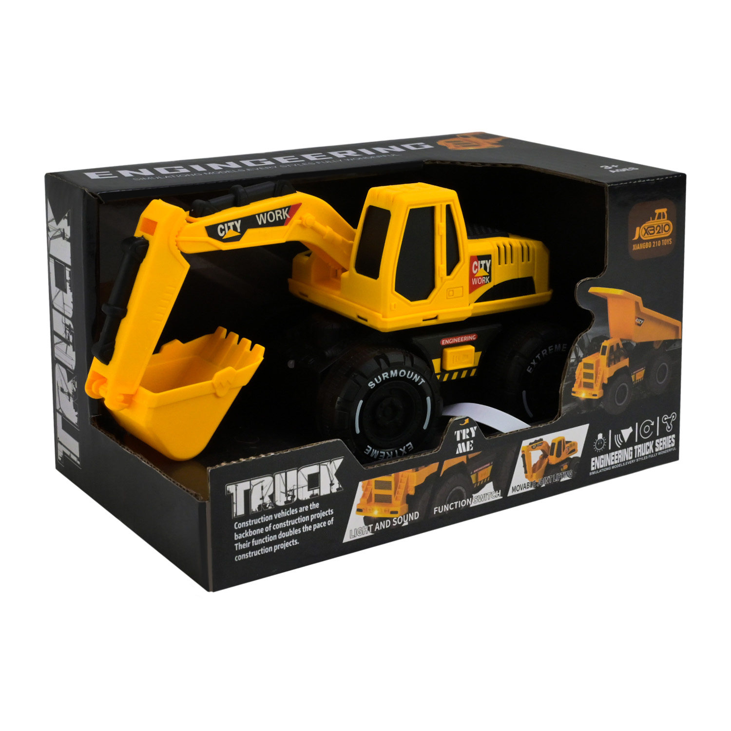 Машина арт. 210-122C (96шт/2) будтехніка,батар.,свiтло,звук,у короб.19,5*11,5*10см