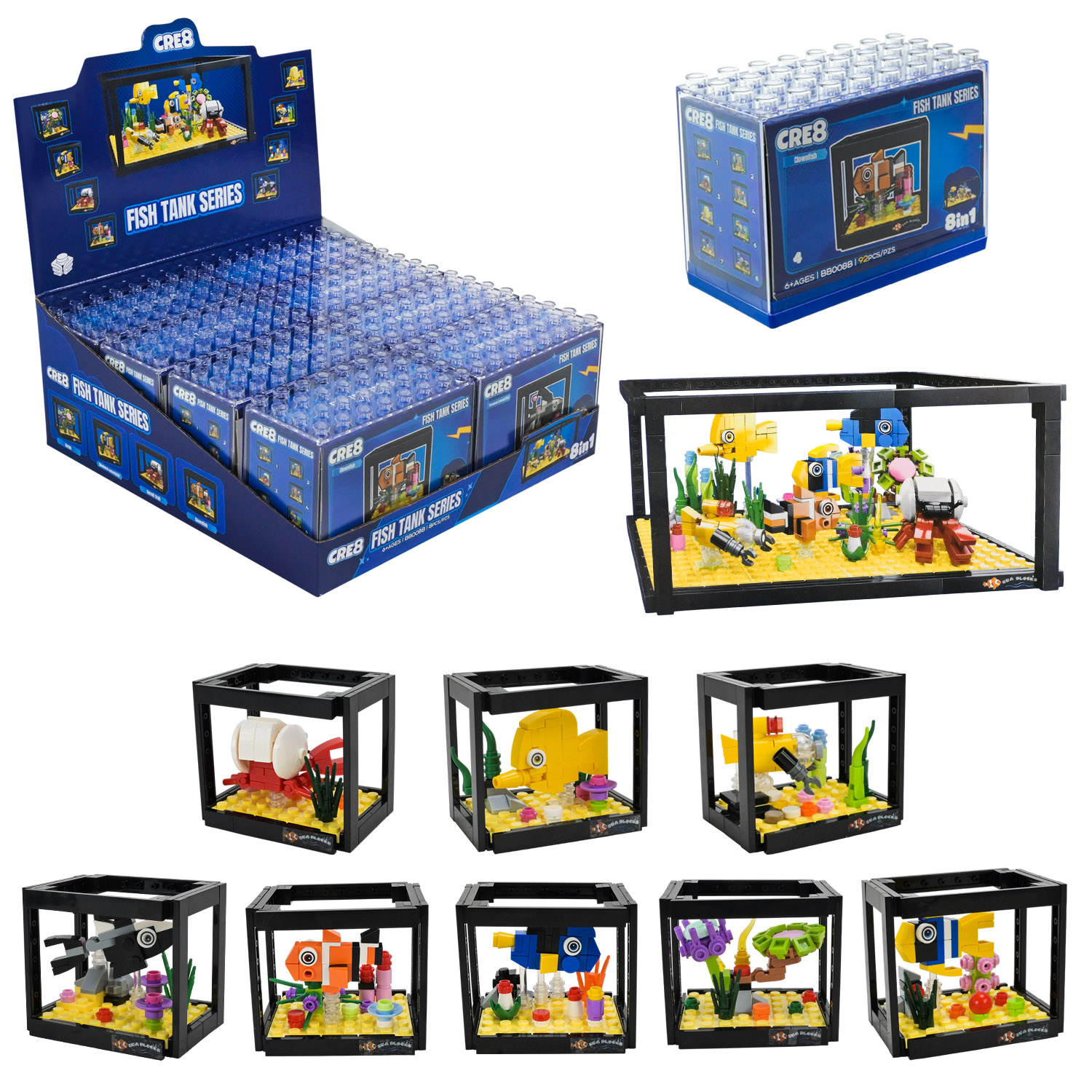 Конструктор арт. BB008B (128шт) 92дет 8 видів, 8 шт у дисплеї 25,7*25,9*10,5см короб. 12,5*6*9,5см