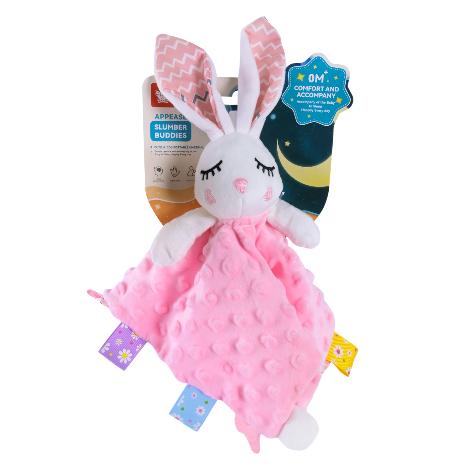 Іграшка брязкальце м'яке арт. 100K-Q(1)/(2) (180шт/2) Слоник/Зайка, тактильна, р-р брязкальца: 28*29*8 см, планшет 16*9*24 см.