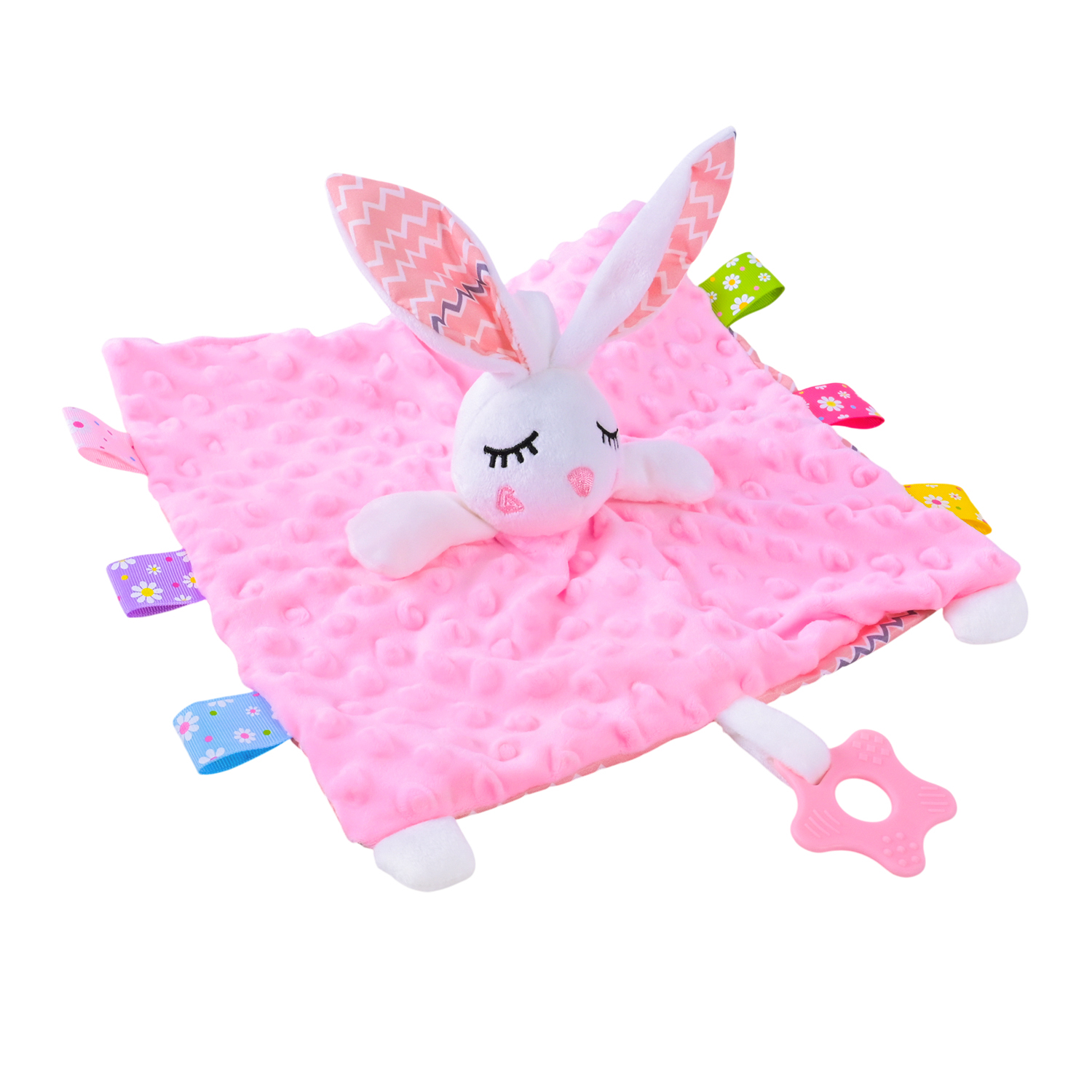 Іграшка брязкальце м'яке арт. 100K-Q(1)/(2) (180шт/2) Слоник/Зайка, тактильна, р-р брязкальца: 28*29*8 см, планшет 16*9*24 см.