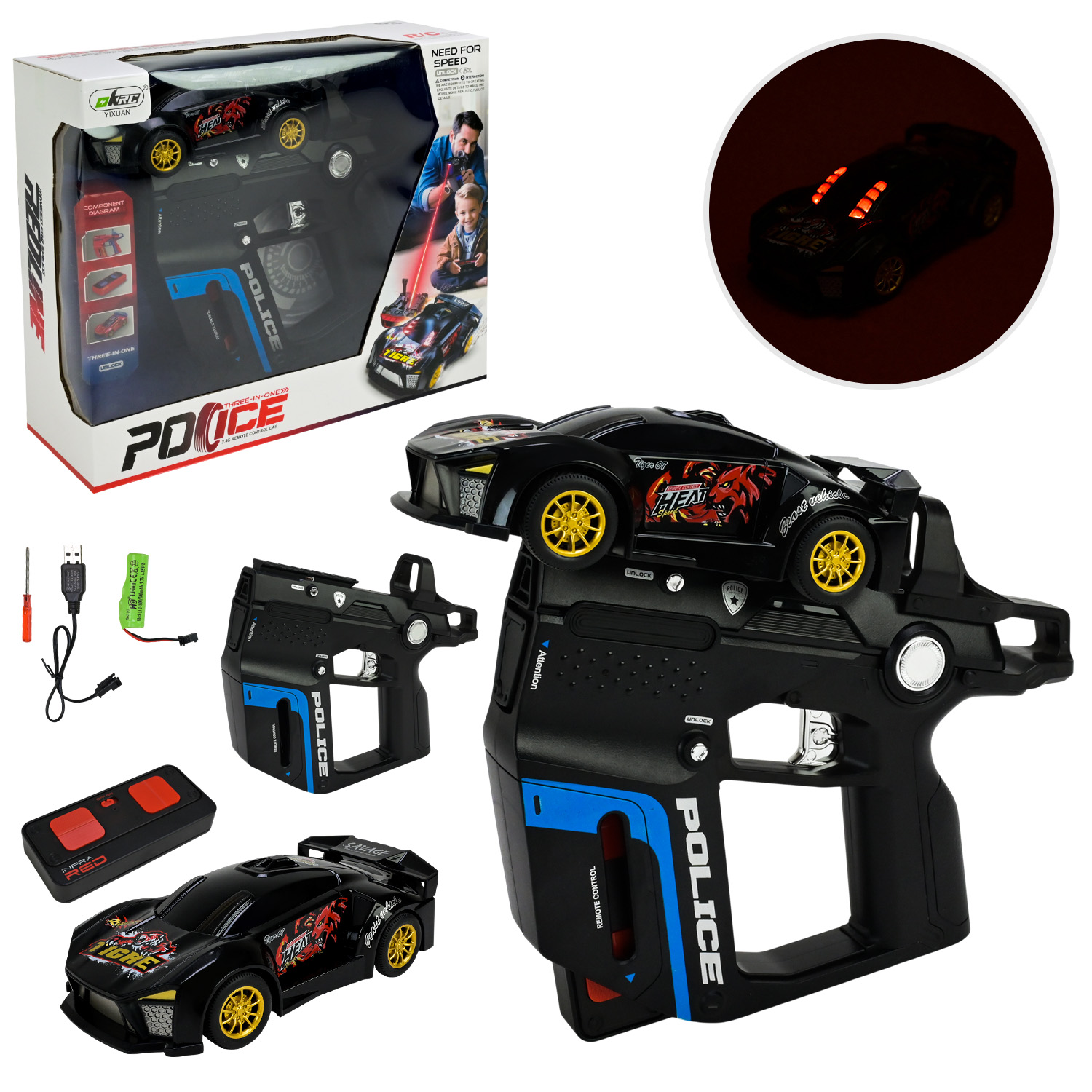 Машина р/к арт. 968B (24шт/2) акум світло,звук короб. 32,8*11*27см