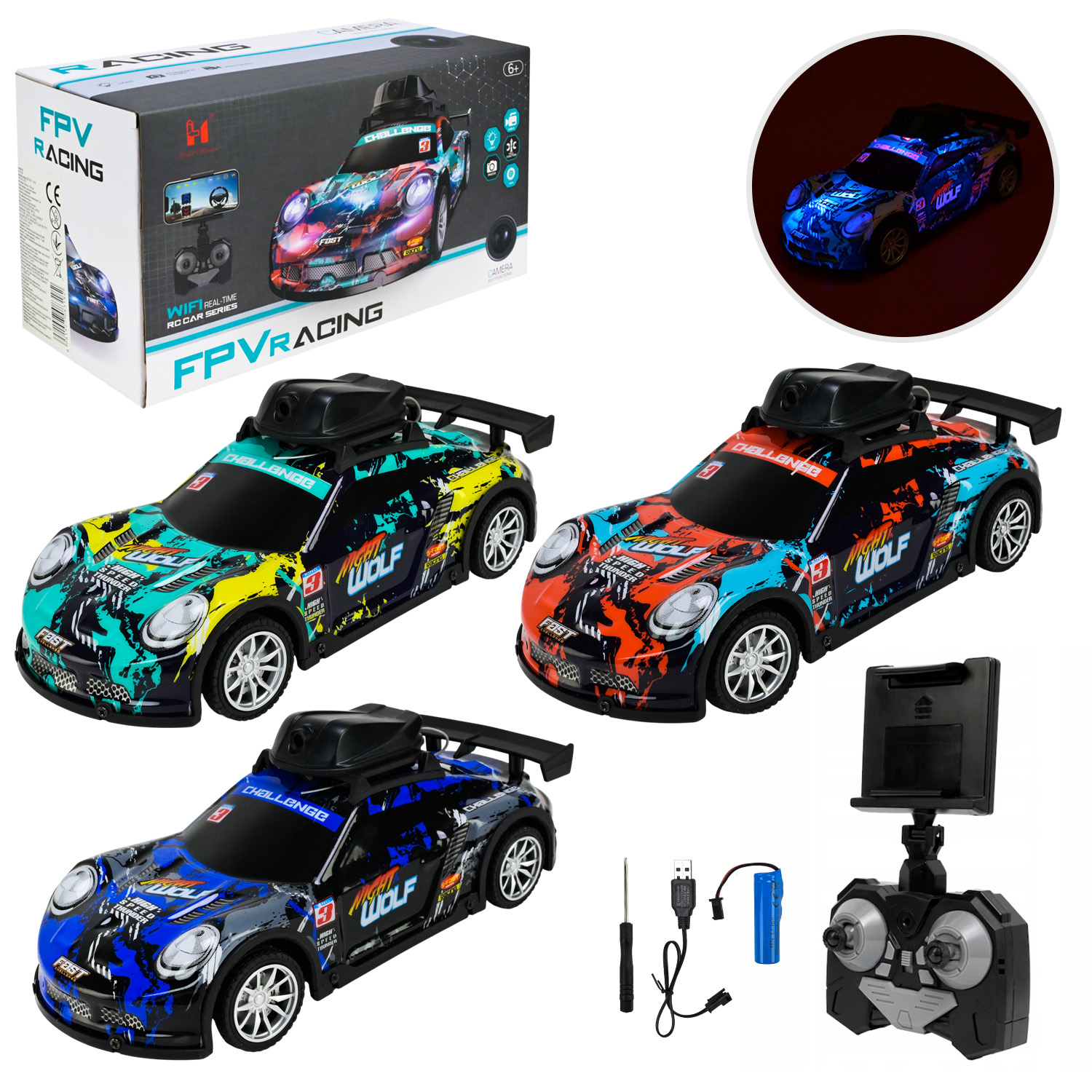 Машина р/к арт. LH-C076S (24шт) акум 3кольра, КАМЕРА, світло ,звук, usb-заряд, короб. 26,2*11,5*14см