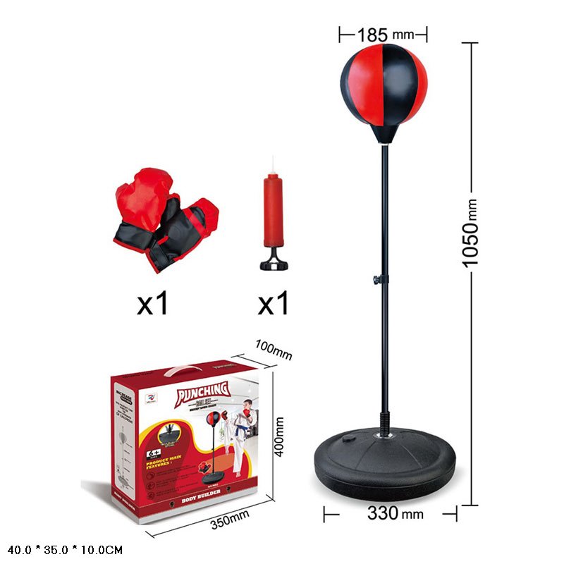 Боксерскький набір арт. 9033 (16шт/2)  груша на підставці, перчатки, насос короб. 40*35*10 см