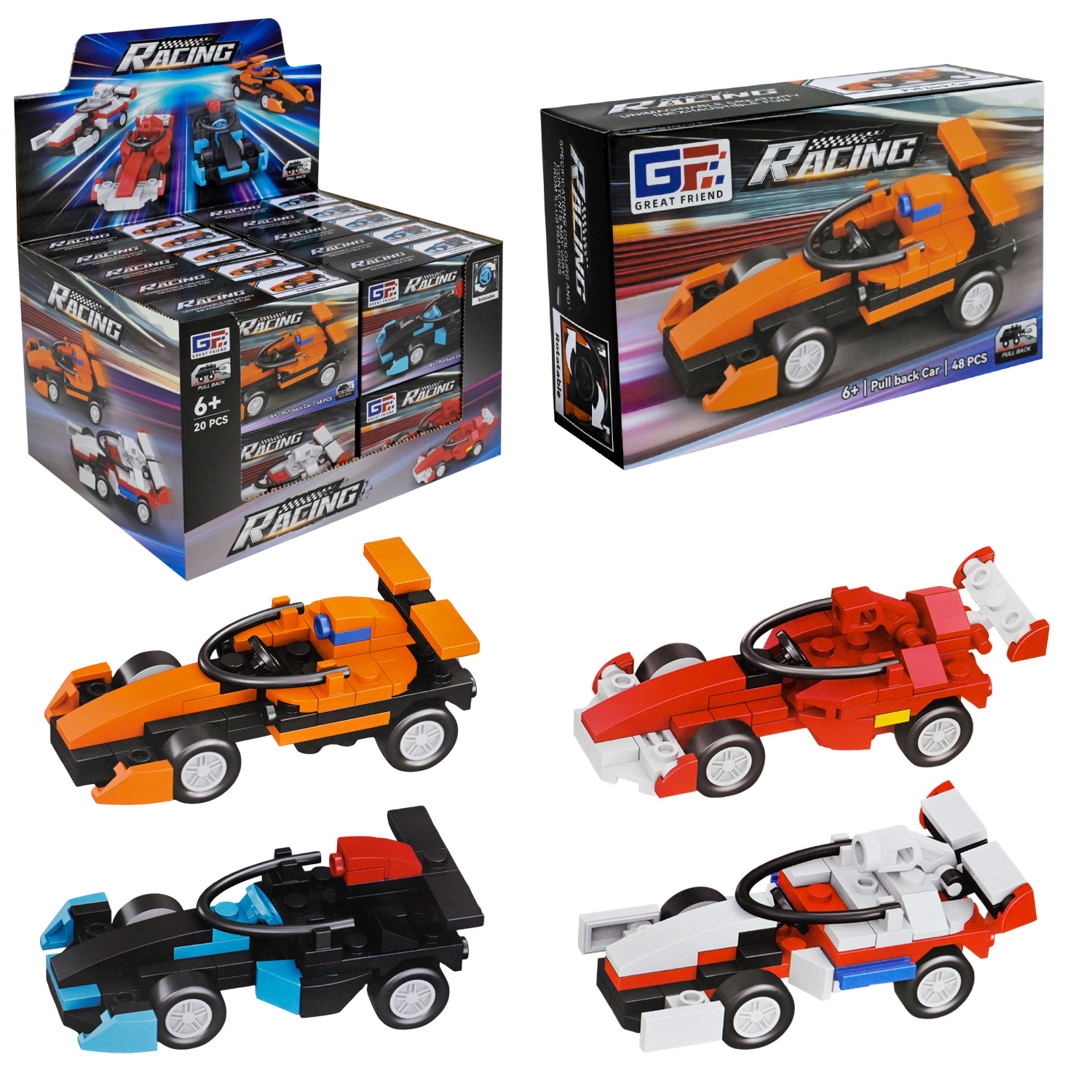 Конструктор арт. 123-959/960/961/962 (480шт/2) 4види, 47-53дет., Racing, 20шт у дисплей боксі 27*16,8*21,5см