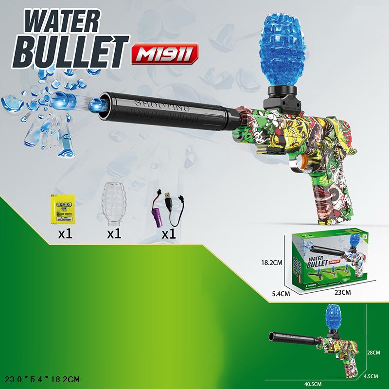 Бластер арт. 913-3 (72шт/2) аккум. 2кольори,стріляє гелевими кулями,USB-заряд, короб. 23,5*5,4*18,2см