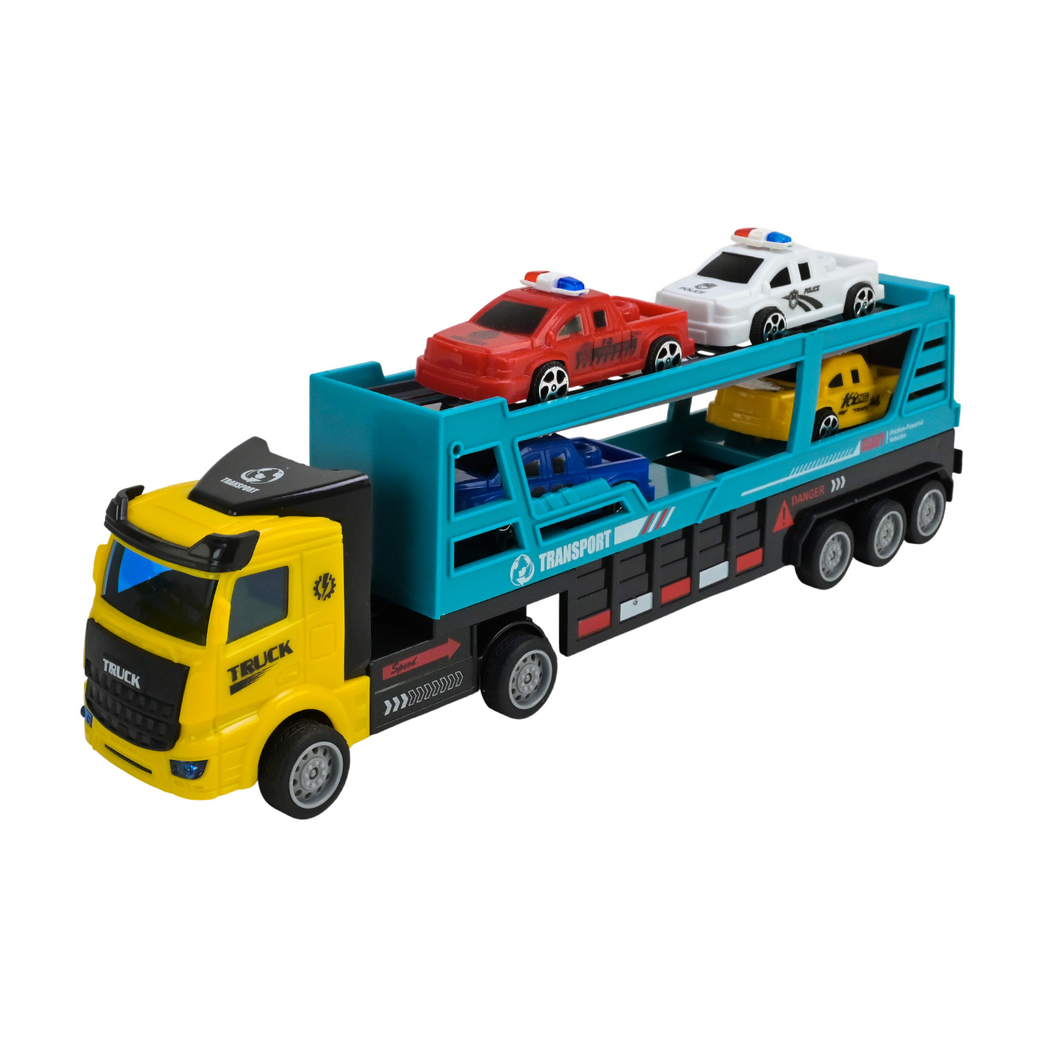 Трейлер арт. 666-6 (72шт/2) 2кольра,4машинки в наборі, короб. 35*7*13см