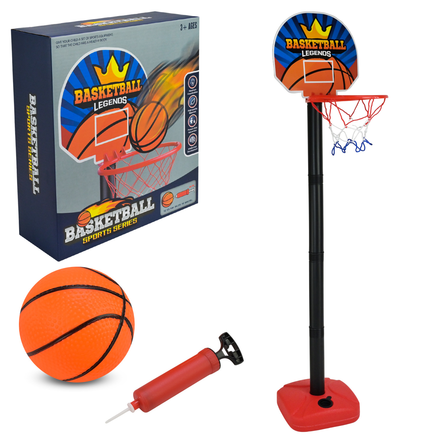 Набір для баскетболу арт. 010-11 (48шт/2)   м'яч, насос, штанга, кошик в комплекті короб. 25,5*9*29 см