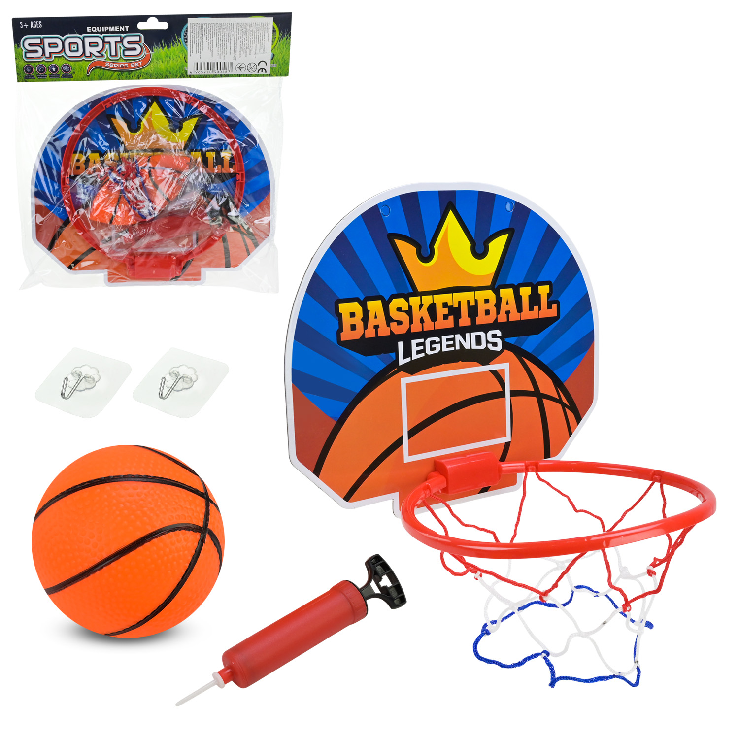 Набір для баскетболу арт. 010-17 (144шт2)   м'яч, насос, кошик в комплекті пакет 29*30 см