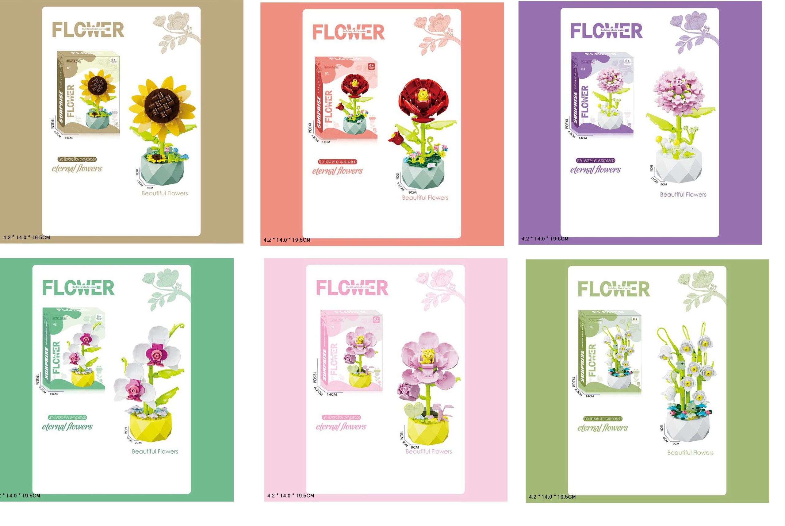 Конструктор  арт. 6630-N1-N8 (120шт/2)  Flovers,6 видів короб. 14,2*14*19,5см