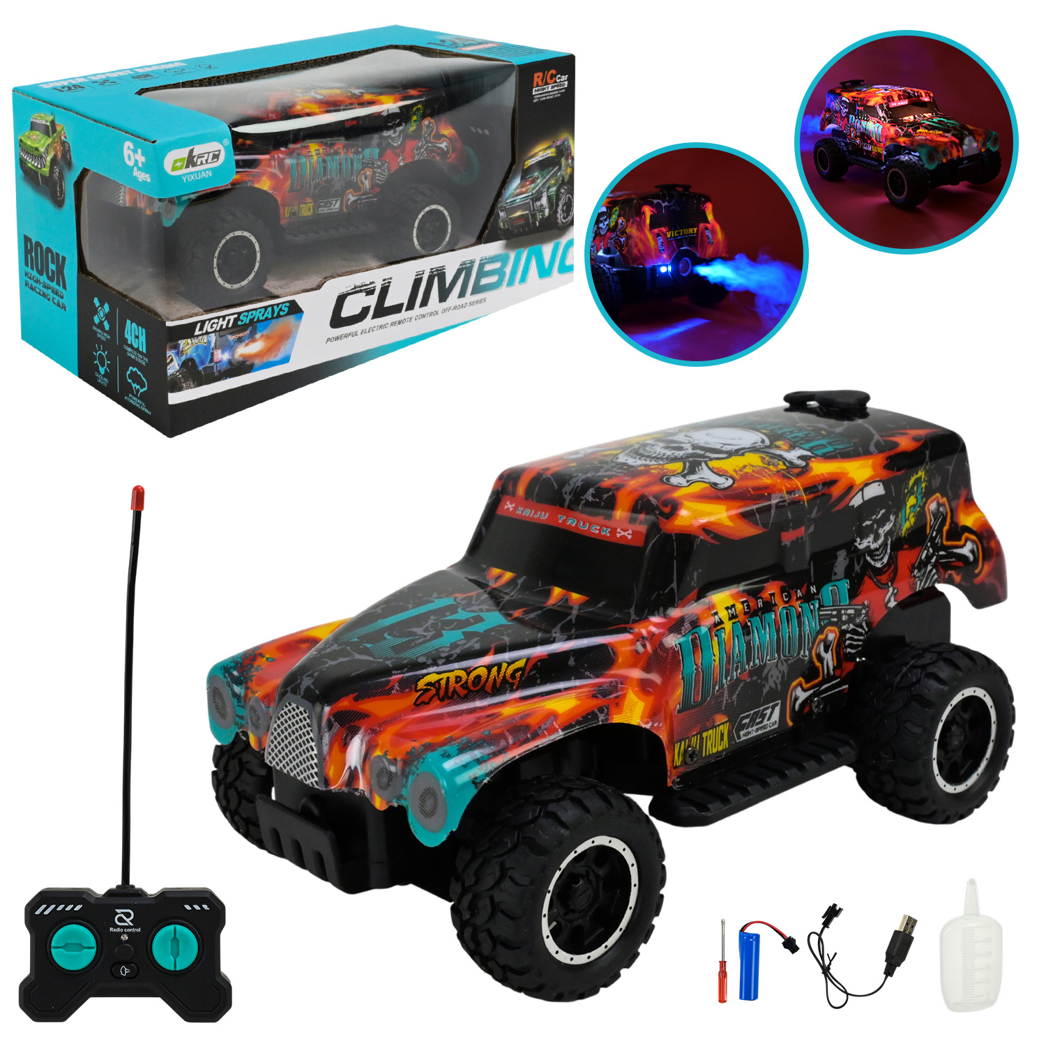 Машина р/к арт. KM555-1A (60шт/2) акум,світло,пар,пульт кер.,у короб.22,5*11*11см