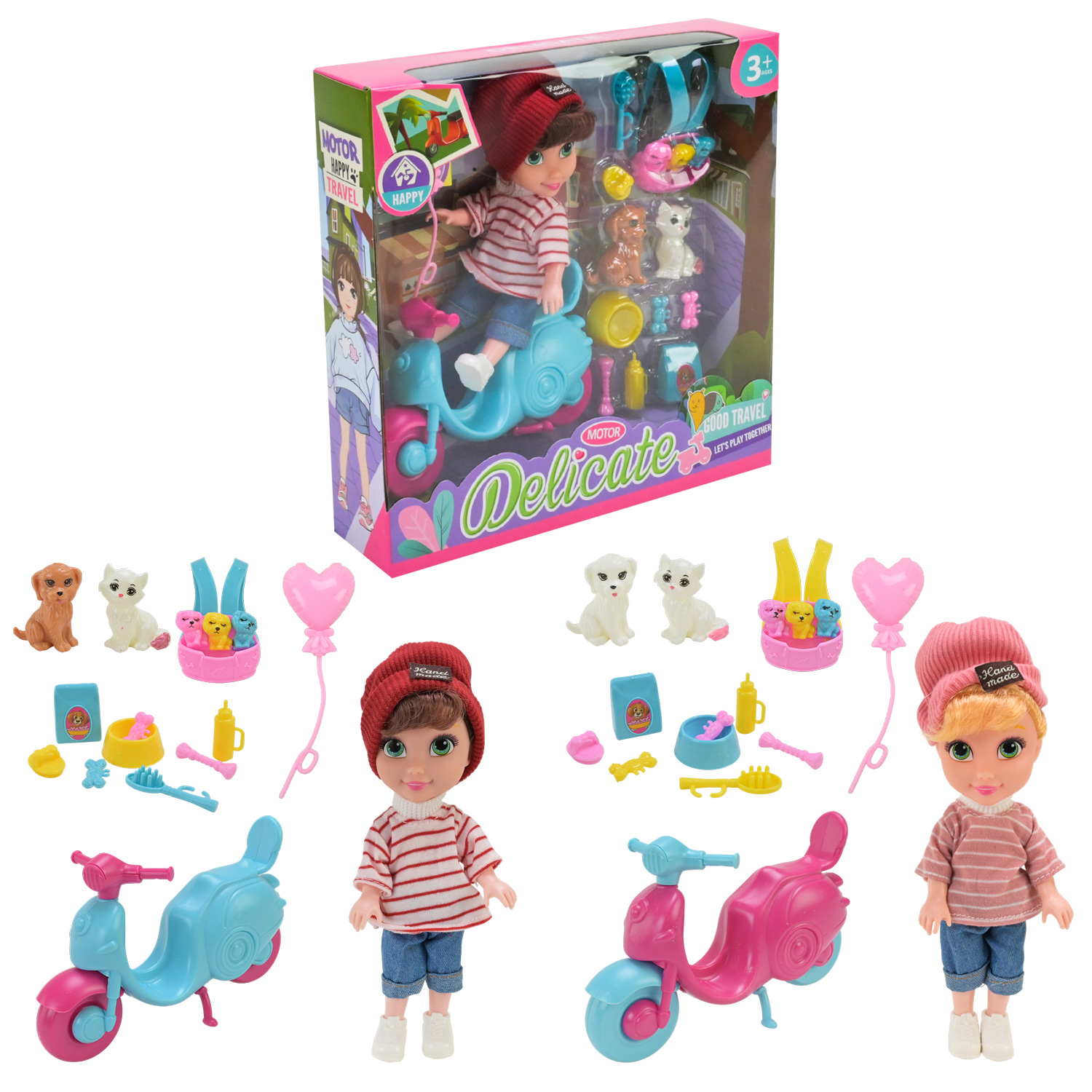 Лялька арт. 583-19 (96шт/2)  мал. Мікс 2 види, аксесуари у наборі короб. 22,5*5,5*22 см