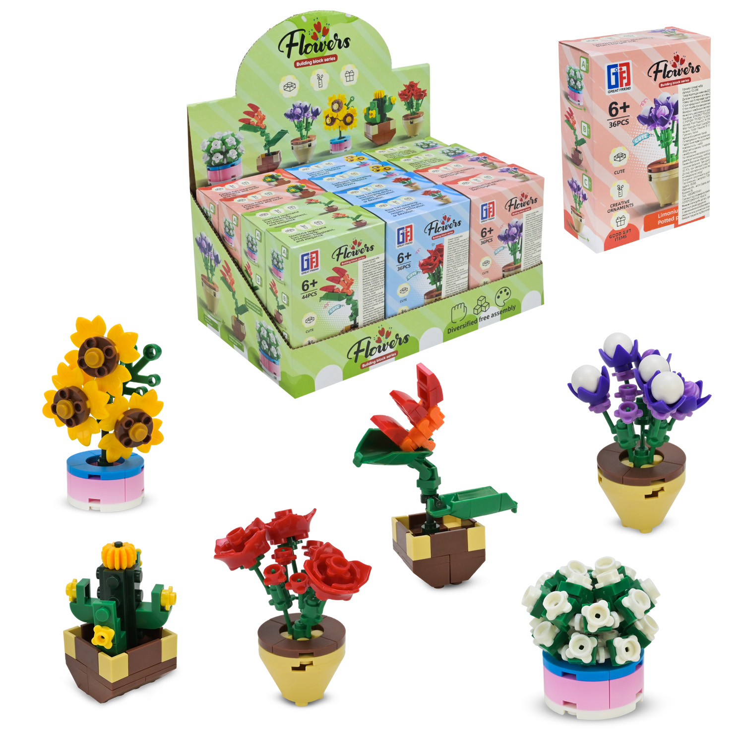 Конструктор арт.123-935 (432шт/2) 64дет.,квiти,36 дисплеїв,кор. 8*3,5*12 12 шт у дисплеї 24,8*16*12,5см