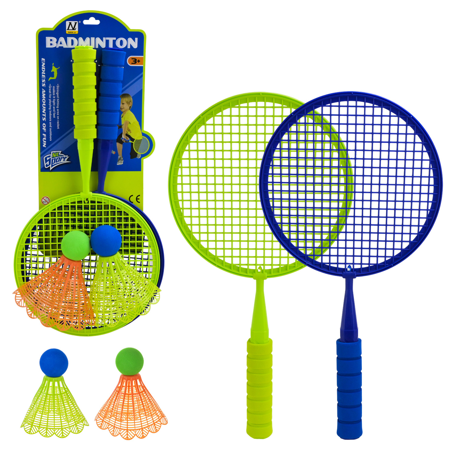 Ракетки арт. NL-15A (72шт/2) 2 воланчика у наборі планш. 28*5*50 см