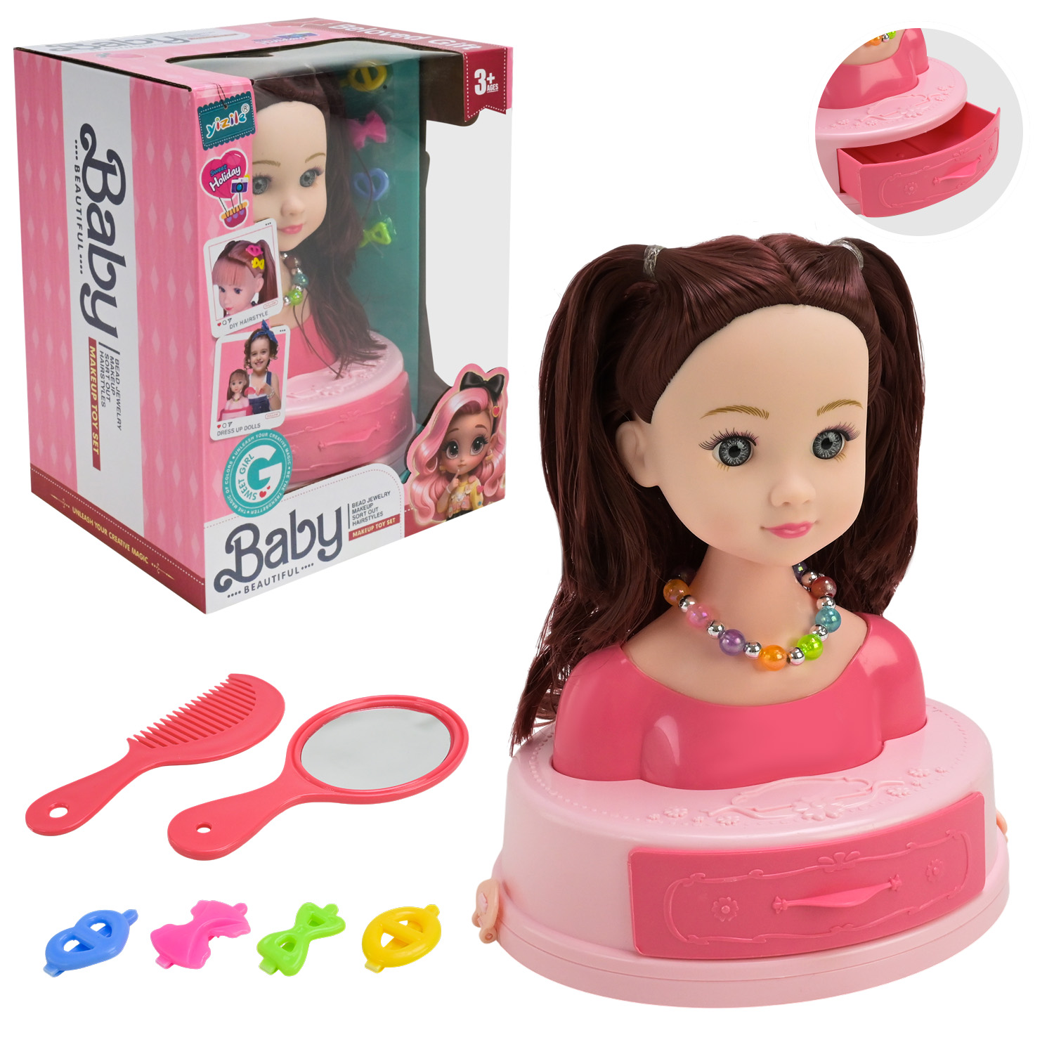 Голова для зачісок арт. 672-2A (60шт/2)   аксесуари для волосся, р-р іграшки 17,5*14,5*20,5 у короб. 18,6*15,6*23,6 см