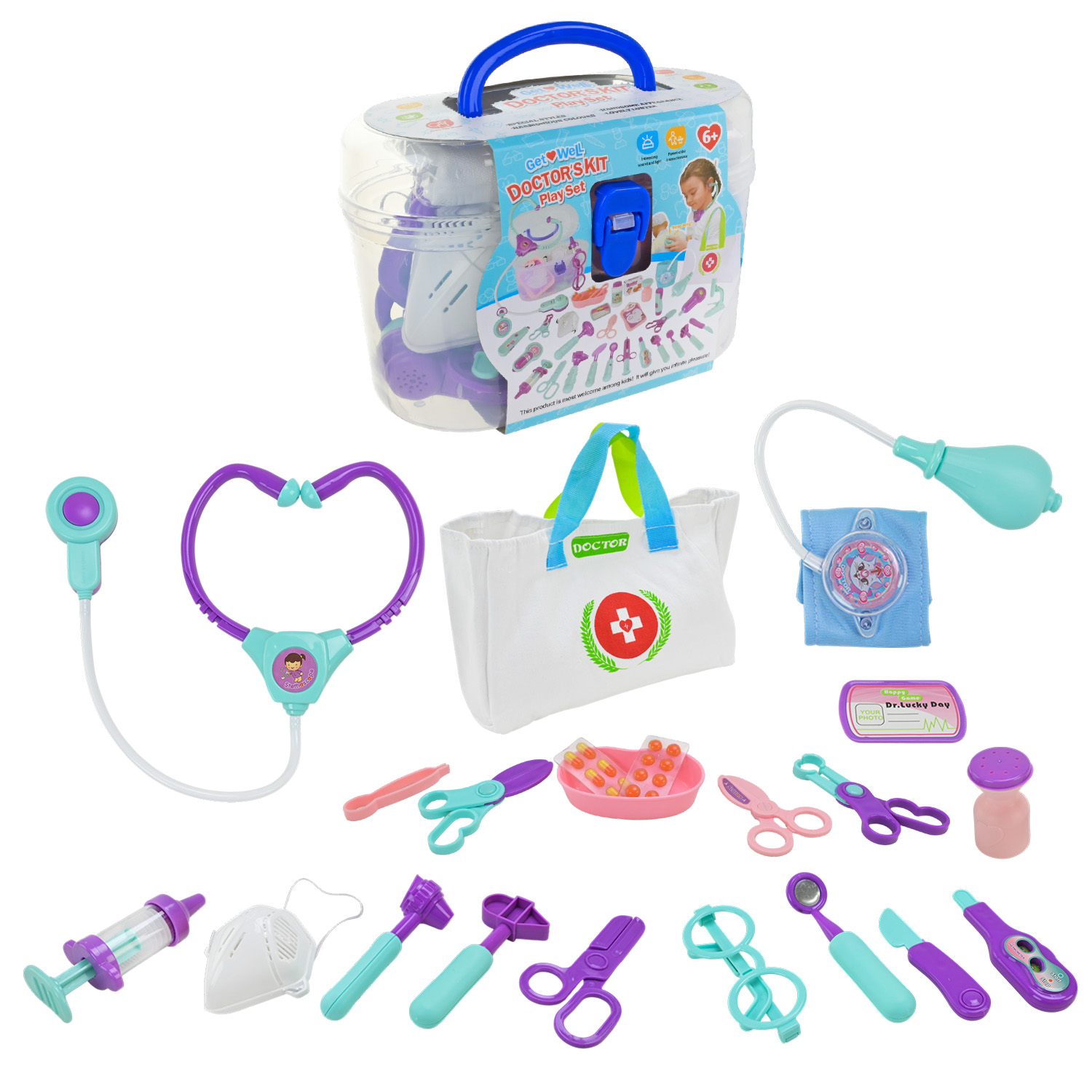 Лікар набір арт. STYJ02 (24шт/2)  шприц, сумка, стетоскоп, аксес валіза 22*12*15 см