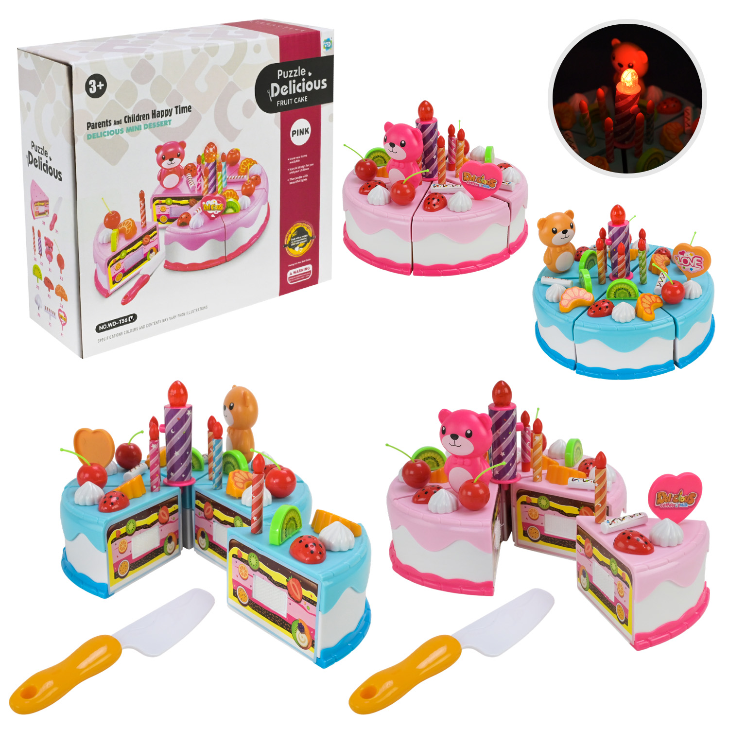 Продукты набор "Торт"  арт. WD-T56/Y56 (96шт/2)  батар. микс 2 вида,торт,  на липучках, світло аксес короб. 18*6*16см