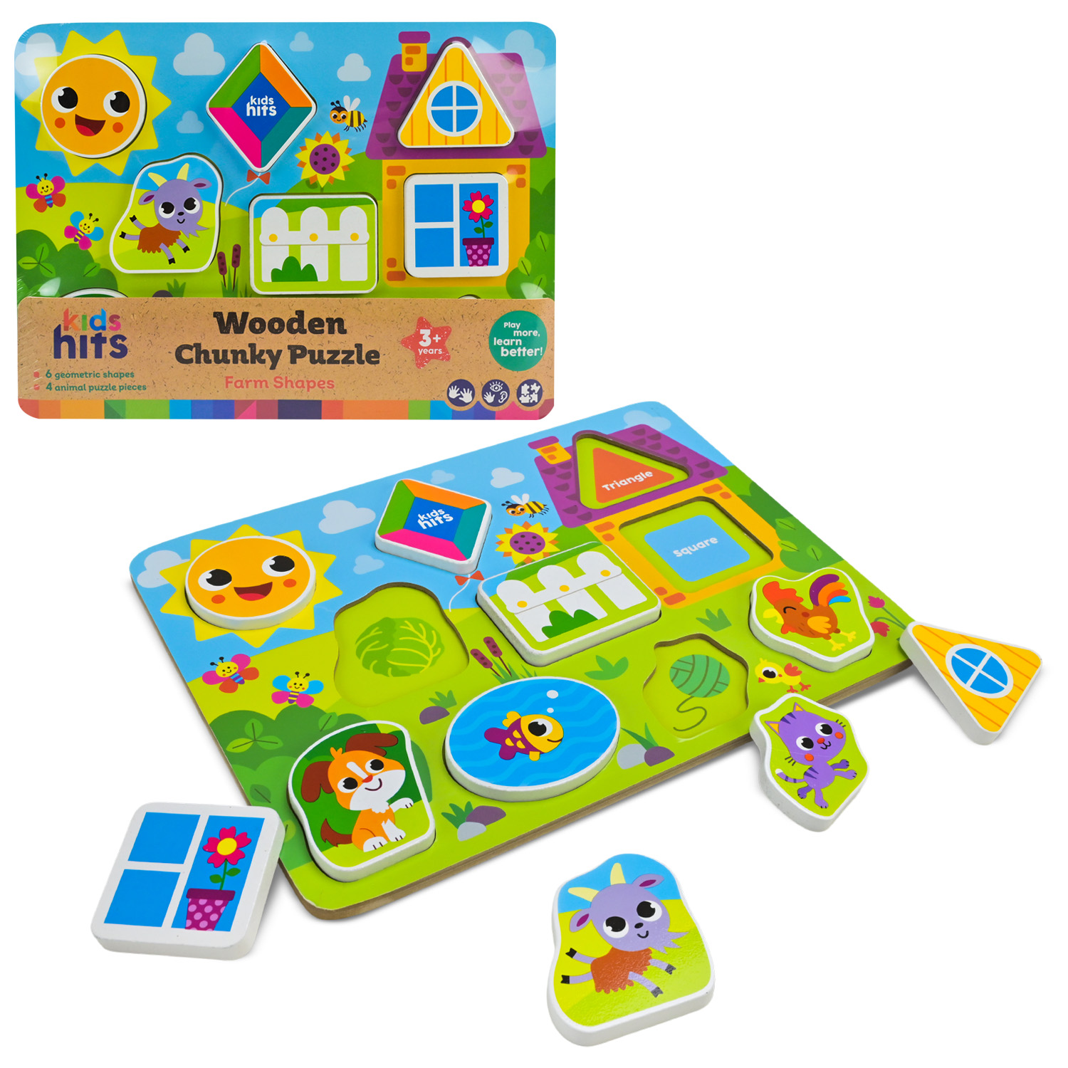 Дерев'яна іграшка KidsHits арт. KH20/075 (20шт) вкладиші ферма 30х22х1 см