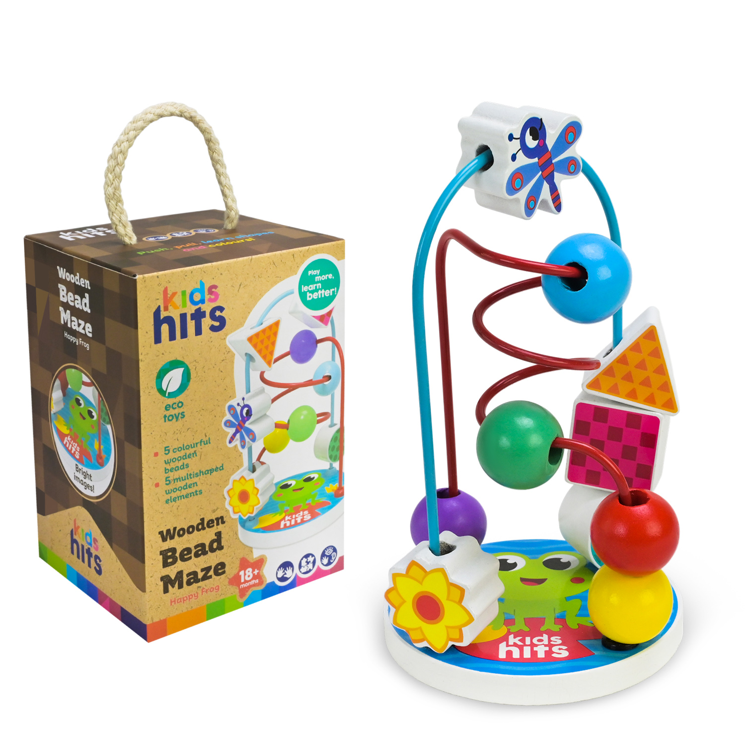 Дерев'яна іграшка KidsHits арт. KH20/076 (40шт) серпантинка  у короб.12*9,5*15 см