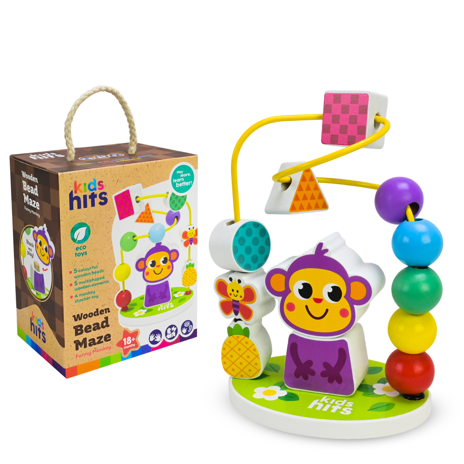 Дерев'яна іграшка KidsHits арт. KH20/077 (40шт) серпантинка короб.112*8,5*15см