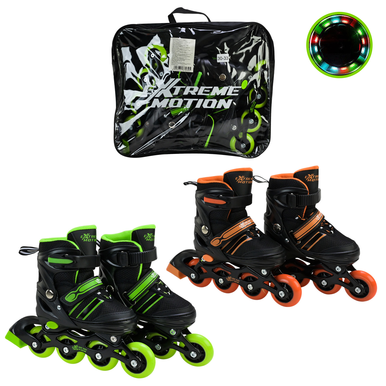 Роликовi ковзани арт. RL2670 (6шт) розмір S (30-33) колеса PU 1 світло у сумці 38*7*31 см см