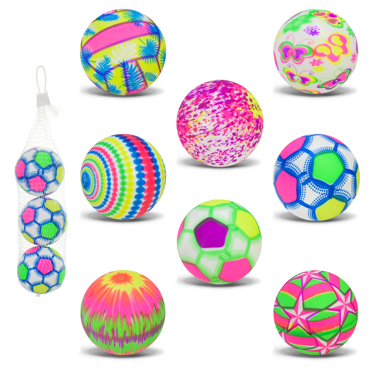 М'яч гумовий арт. RB26527 (300шт)  3'' 3 мікс кольори, 3 шт. в сітці , 26г