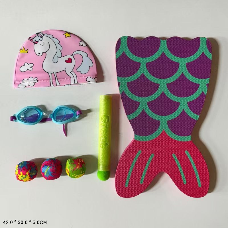 Набір для купання арт. WG-51B (36шт)   шапочка, окуляри, дошка, 3 мя'чика, водяний насос  42**30*5 см