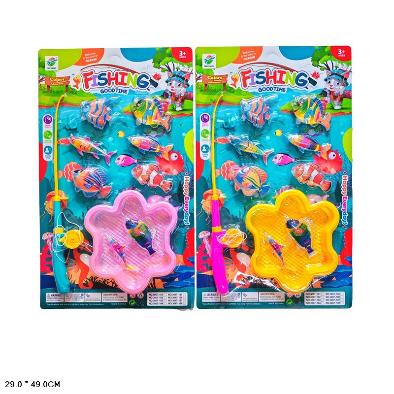 Рибалка арт. 3067-103 (108шт/2) 2 види мікс, вудка, 8 рибок,  планшет 49*29см.