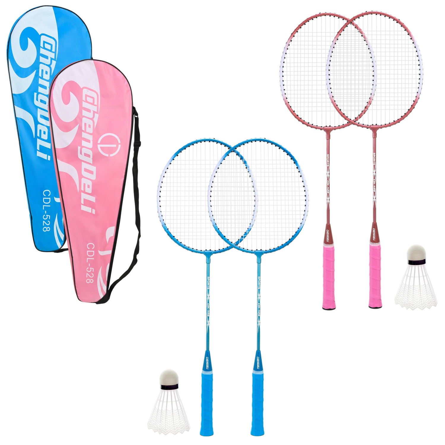 Бадмінтон арт. BD2614 (50шт)  65 см 3 кольори, в сумці  з воланом