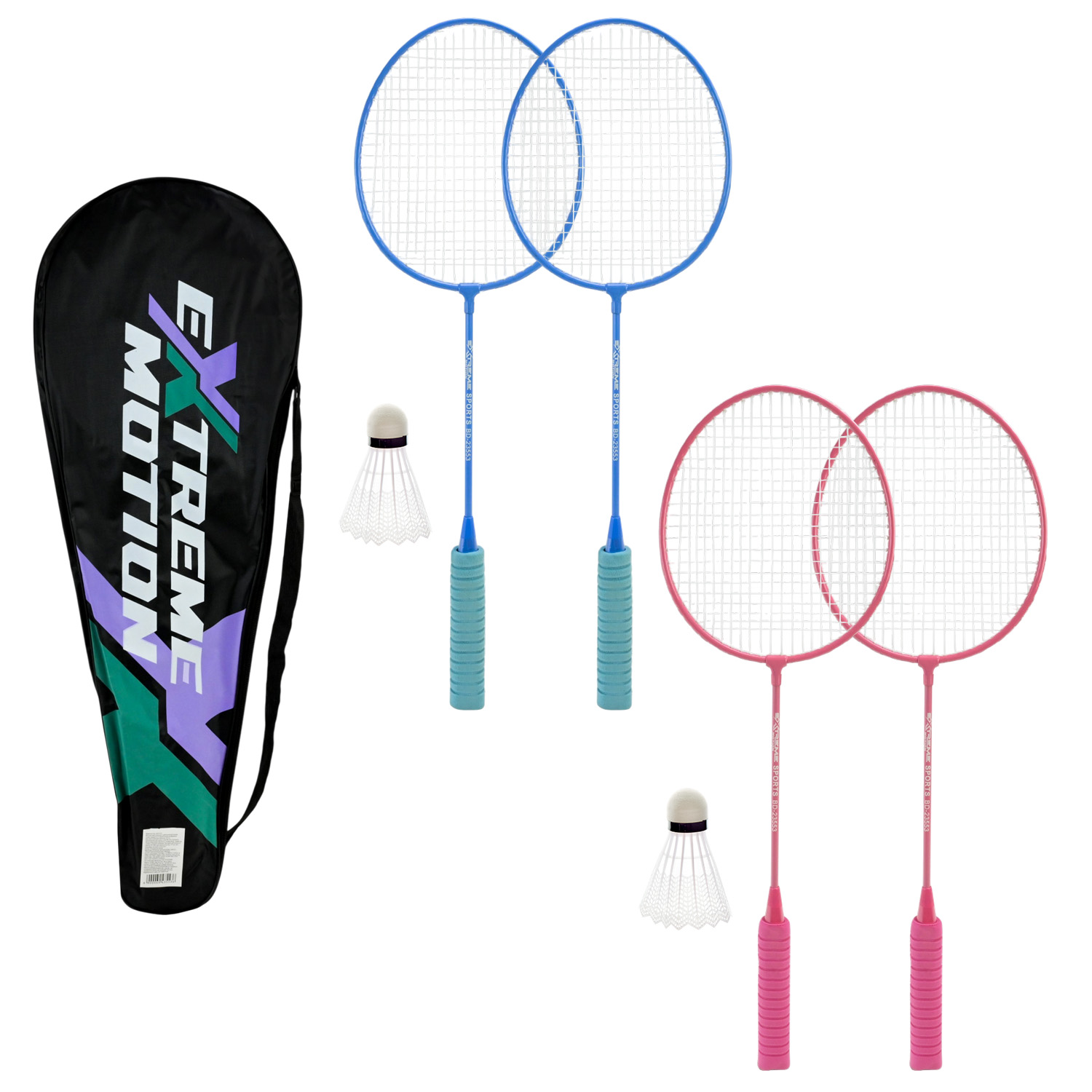 Бадмінтон арт. BD23553 (50шт)  2 ракетки нейлон+ волан у чохлі 65 см,2 колори